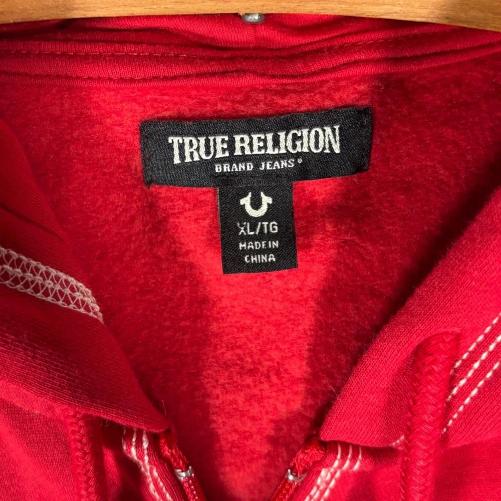 True Religion TNL Puff Buddha Full Zip Hoodie Mens XL‎ 3D Graphic Sweatshirt Red